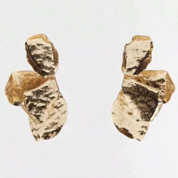 Zara Jewelry - Gold hammered flower earrings M227